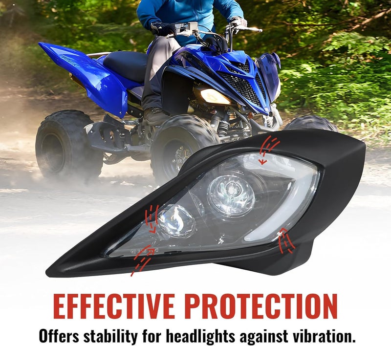 XATVXUTV Headlight Covers for Yamaha Raptor 700, Left & Right Head Lamps Cover Front Head Light Trim Bezel for Yamaha YFZ 450 YFZ450R YFZ450X Wolverine 450 350 250 350 2006-2022 Accessories (2PCS) - Image 4